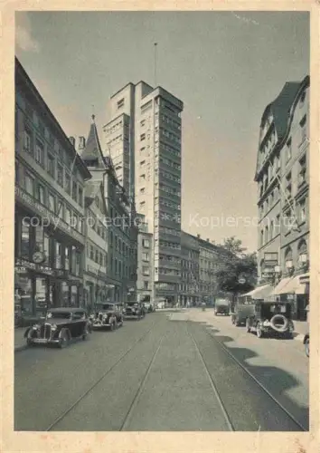 AK / Ansichtskarte STUTTGART  CITY Eberhardstrasse Tagblatt-Turm Strassenbahn Autos Geschaefte Hochhaus Strassenszene