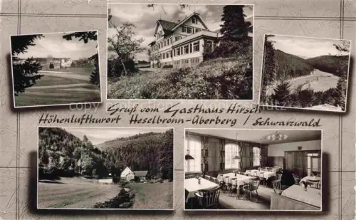 AK / Ansichtskarte Heselbronn Altensteig CALW BW Gasthaus-Hirsch Gasthof-Pension Hoehenluftkurort Schwarzwald Gastraum Wald Wiesen S/W Mehrbildkarte