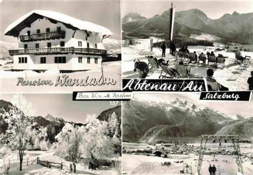 AK / Ansichtskarte Abtenau Salzburg AT Pension-Wandalm Winter Schnee Berge Skigebiet Sonnenterrasse Liegestuehle Wintersport Bergpanorama