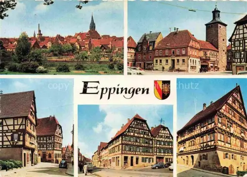 AK / Ansichtskarte Eppingen Fachwerk Altstadt Kirche Turm Marktplatz Panorama Kurhotel-an-der-Weser Karlshafen