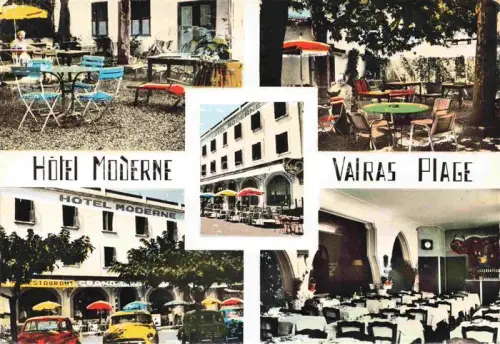 AK / Ansichtskarte VALRAS-PLAGE 34 Hôtel-Moderne Restaurant Terrasse Bar Speisesaal Sonnenschirme