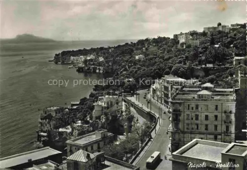 AK / Ansichtskarte Posillipo Posillipo Kueste Meer Bucht Promenade Gebaeude Baeume S/W
