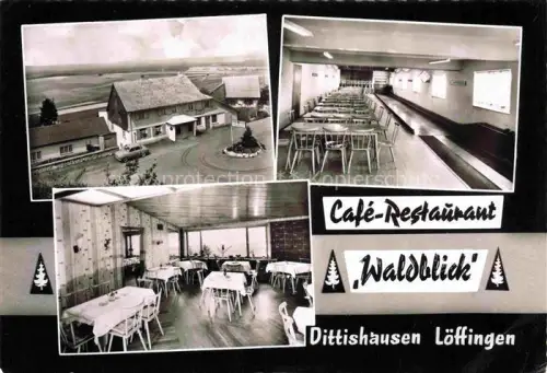 AK / Ansichtskarte Dittishausen Loeffingen Breisgau-Hochschwarzwald BW Café-Restaurant-Waldblick Gaststaette Speisesaal Gaststube Gebaeude Schwarzwald Kegelbahn Loeffingen