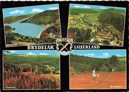 AK / Ansichtskarte Bredelar Diemelsee Stausee Diemeltal Tennisplatz Ortschaft Sauerland Wald Luftbild