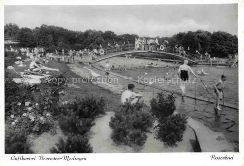 AK / Ansichtskarte Bad Bevensen UELZEN Niedersachsen Rosenbad Freibad Schwimmbecken Bruecke Badegaeste Liegestuehle Baeume