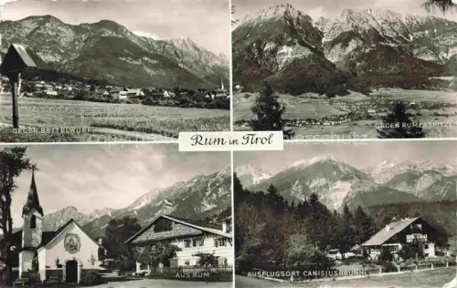 AK / Ansichtskarte Rum Innsbruck Tirol AT Bettelwurf Rumerspitze Kirche Canisiusbrunnl Panorama Berge