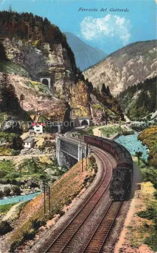 AK / Ansichtskarte Prato Leventina TI Ferrovia-del-Gottardo Galleria-spirale-del-Prato Dampfzug Tunnel Bruecke Berge Fluss Leventina