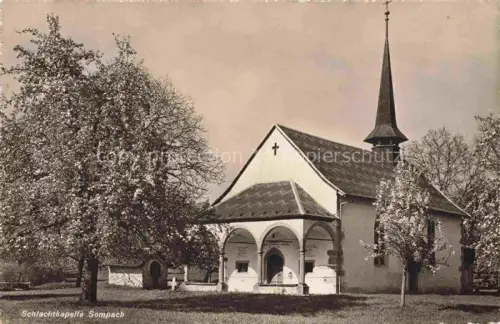 AK / Ansichtskarte Sempach LU Schlachtkapelle Kapelle Kirche Baeume Blueten