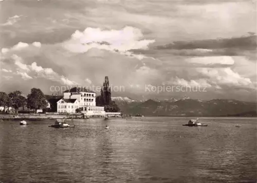 AK / Ansichtskarte Langenargen Bodensee Bodensee Kurhotel Restaurant Boote Berge Alpen See