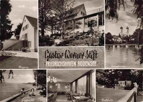 AK / Ansichtskarte FRIEDRICHSHAFEN Bodensee BW Gustav-Werner-Stift Bodensee Schlosskirche Liegewiese Speisesaal Badehaus Eingang