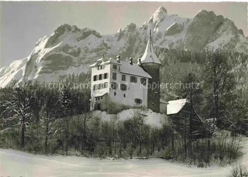 AK / Ansichtskarte Kriens LU Schloss-Schauensee Pilatus Burg Winter Schnee Berge Wald