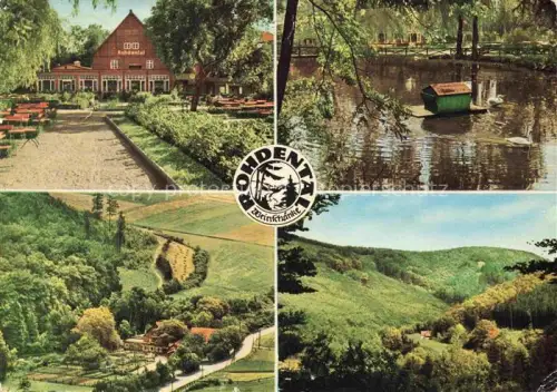 AK / Ansichtskarte Rohdental Hessisch Oldendorf Niedersachsen Rohdental-Weinschaenke Weserbergland Teich Hausboot Biergarten Gaststaette Huegel Wald Tal