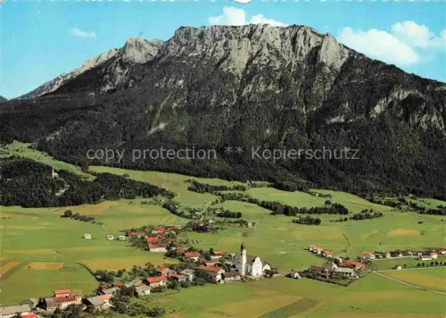 AK / Ansichtskarte Ebbs Kufstein Tirol AT Kaisergebirge Luftbild Kirche Dorf Wiesen Berge Kufstein
