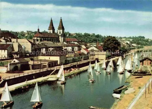 AK / Ansichtskarte Roudnice nad Labem Raudnitz CZ Labe Elbe Segelboote Kirche Probotstý-kostel Altstadt Fluss