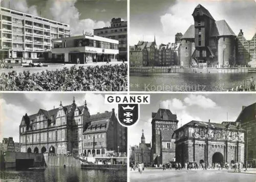 AK / Ansichtskarte Danzig GDANSK PL Krantor ?uraw Hotel Stadthaus Goldenes-Tor Mottlau Wappen Hafen