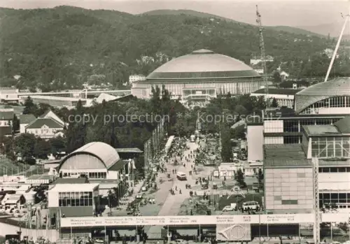 AK / Ansichtskarte Bruenn  BRNO CZ Mezinárodní-veletrh Internationale-Messe Messehalle Pavillon Rotunde Kran Besucher