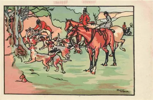 AK / Ansichtskarte MUNK Verlag Munk M. Wien Vienne Nr. 145 Pferde Hunde Soldaten Jagd 
