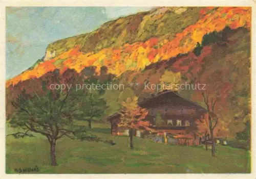 AK / Ansichtskarte WIELAND Hans Beat Kuenstlerkarte Schweiz Das Haus am Wald Chalet 