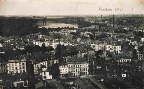 AK / Ansichtskarte LILLE 59 Nord Stadtpanorama Daecher Fabrikschornstein Park Fluss Haeuser Vogelperspektive