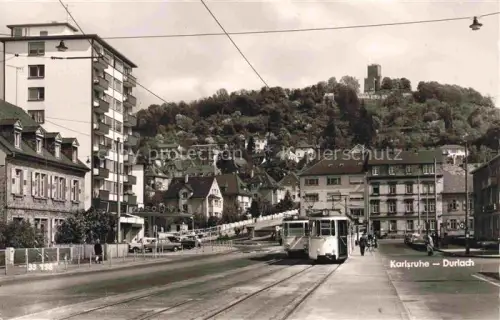 AK / Ansichtskarte Durlach Karlsruhe Baden BW Strassenbahn Turmberg Hochhaus Gasolin Strassenszene Autos