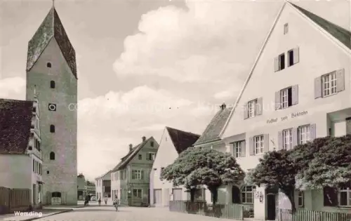 AK / Ansichtskarte Wemding Bayern Gasthof-zum-Birkhahn Kirchturm Marktplatz Fachwerkhaeuser Strasse