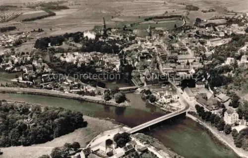 AK / Ansichtskarte Donauwoerth Bayern Fliegeraufnahme Donau Bruecke Altstadt Kirche Fluss Felder