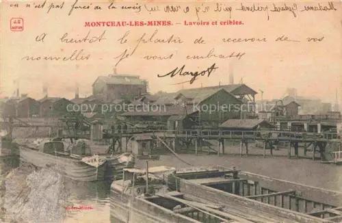 AK / Ansichtskarte Montceau-les-Mines Montceaux-l Etoile Charolles 71 Saone-et-Loire Lavoirs-et-cribles Kohlenwaesche Industrieanlage Kanaele Boote Schornsteine Bergbau