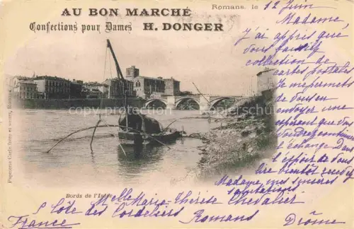 AK / Ansichtskarte Romans-sur-Isere VALENCE 26 Drome Bords-de-l Isère Bruecke Boote Fluss Stadtansicht Kran