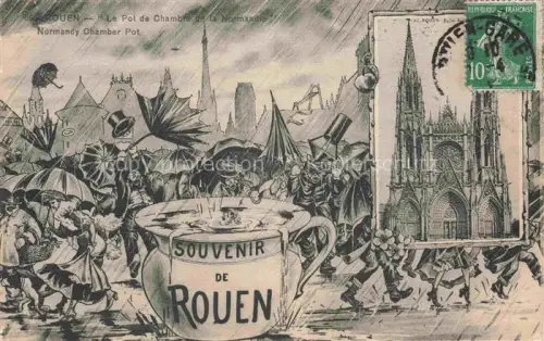 AK / Ansichtskarte ROUEN 76 Seine-Maritime Karikatur Regenschirme Kathedrale Souvenir-de-Rouen Regen Humor