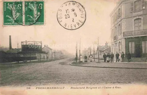 AK / Ansichtskarte Fourchambault NEVERS 58 Nievre Boulevard-Boigues Usine-à-Gaz Strasse Passanten Fabrik Baeume