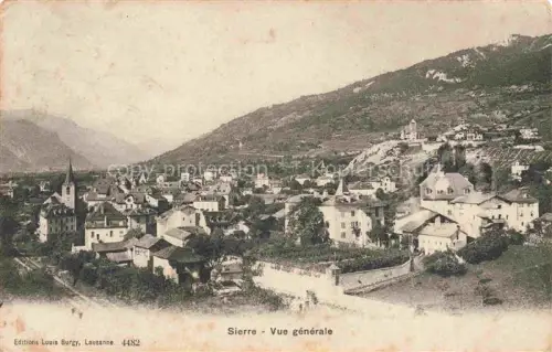 AK / Ansichtskarte SIERRE Siders VS Stadtansicht Berge Kirche Tal Weinberge Alpen