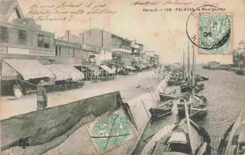AK / Ansichtskarte PALAVAS-LES-FLOTS 34 Rive-gauche Kanal Boote Promenade Geschaefte Passanten