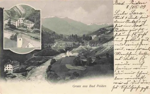 AK / Ansichtskarte Bad Peiden Suraua Surselva GR Kurort Bergpanorama Kirche Hotel Tal Berge Schnee Gruss-aus