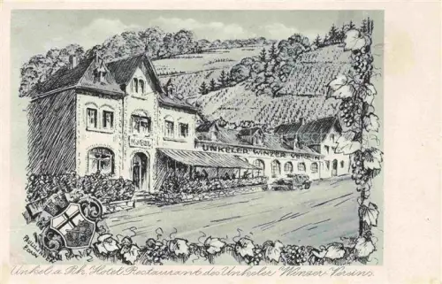 AK / Ansichtskarte Unkel Rhein Bad Honnef Remagen Rheinland-Pfalz Unkeler-Winzer-Verein Hotel-Restaurant Weinberg Rhein Illustration Weinreben