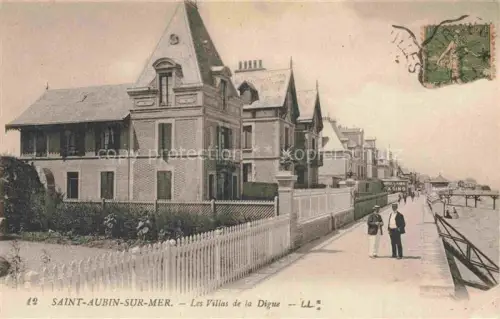 AK / Ansichtskarte Saint-Aubin-sur-Mer CAEN 14 Calvados Villas-de-la-Digue Digue Strandpromenade Casino Villas Passanten Zaun