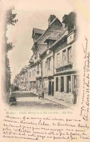 AK / Ansichtskarte HONFLEUR Lisieux 14 Calvados Rue-Gambetta Vieilles-Maisons Fachwerk Gasse Pflaster Passanten ND-Phot