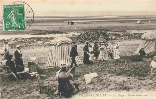 AK / Ansichtskarte VILLERS-SUR-MER Lisieux 14 Calvados La-Plage-a-Maree-basse Strandzelte Badegaeste Ebbe Meer Duenen