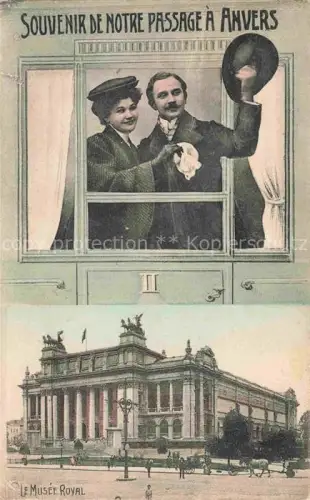 AK / Ansichtskarte Antwerpen ANVERS Belgie Musée-Royal Zugfenster Paar-am-Zugfenster Abschied Souvenir Neoklassizismus Museum