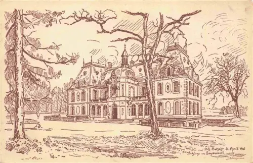 AK / Ansichtskarte Goyencourt Montdidier 80 Somme Schloss Zeichnung Illustration Baeume Feldpostkarte Gutjahr-Serie