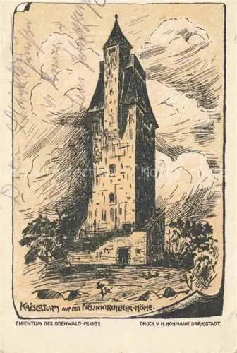 AK / Ansichtskarte Neunkirchen Odenwald Modautal Hessen Kaiserturm Neunkirchener-Hoehe Odenwald-Klub Zeichnung Burg Turm Lithographie