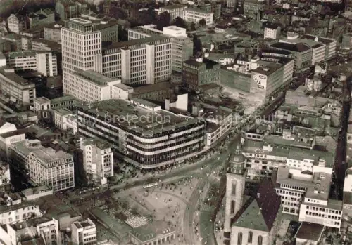 AK / Ansichtskarte FRANKFURT AM MAIN Hauptwache Fliegeraufnahme Stadtpanorama Hochhaeuser Strassenbahn Kirche Geschaeftsviertel