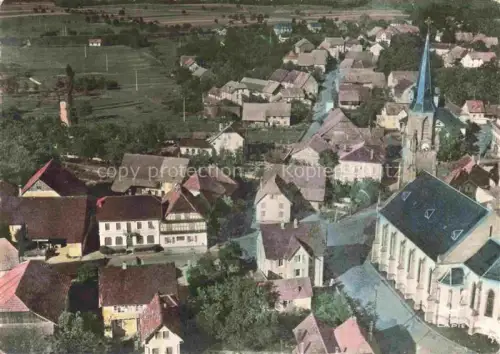 AK / Ansichtskarte Pfetterhouse Pfetterhausen 68  Haut-Rhin Fliegeraufnahme Le-Centre Kirche Dorf Haeuser Felder
