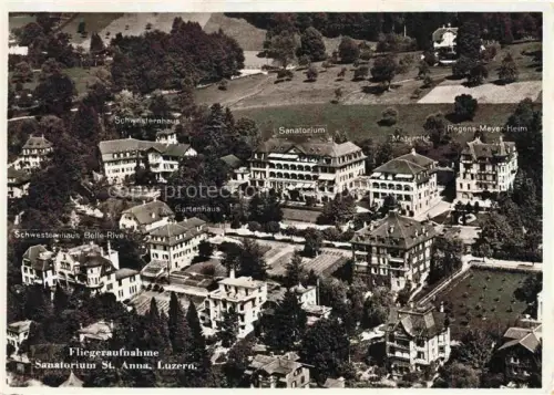 AK / Ansichtskarte LUZERN  LU Fliegeraufnahme Sanatorium-St-Anna Schwesternhaus Maternité Regens-Meyer-Heim Gartenhaus Luftbild Baeume