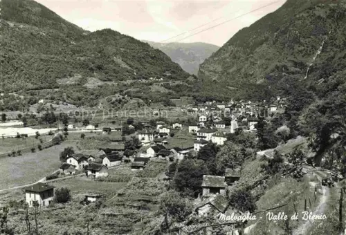 AK / Ansichtskarte Malvaglia BLENIO TI Valle-di-Blenio Dorf Berge Tal Weinberge Haeuser Fluss Baeume