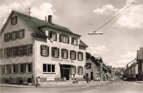 AK / Ansichtskarte Tettnang Bodenseekreis BW Karlstrasse Gasthof-zum-Ritter Hotel Strassenszene Geschaefte Passanten