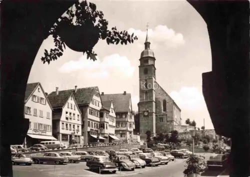 AK / Ansichtskarte Boeblingen BW Marktplatz Kirche Fachwerkhaeuser Parkplatz Autos Altstadt