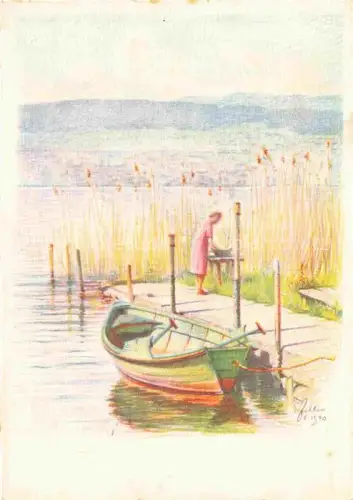 AK / Ansichtskarte ZELLER E. Kuenstlerkarte Feldmeilen Schweiz Am See Boot