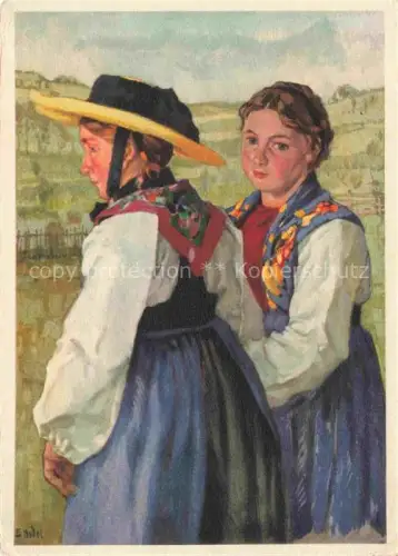 AK / Ansichtskarte HODEL Ernst (1881-1955) Kuenstlerkarte Luzern Trachten aus dem Oberhasli