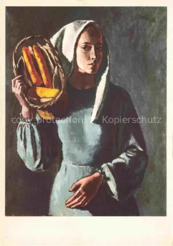 AK / Ansichtskarte JANEBE Areuse Neuchatel Kuenstlerkarte Maedchen mit Maiskolben Femme