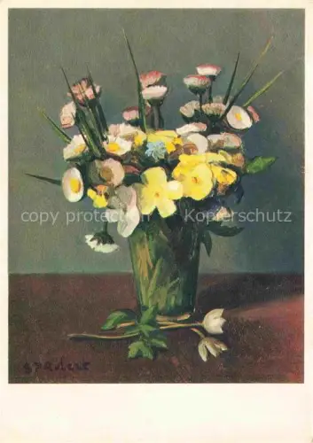 AK / Ansichtskarte ROBERT S.P. Kuenstlerkarte St-Legier Fruehlingsblumen im Glas 